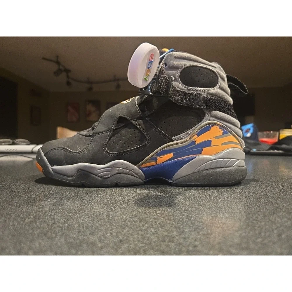 Nike Air Jordan 8 Retro Suns GS 5Y, 6.5W Black Orange Blue 305368-043 Clean